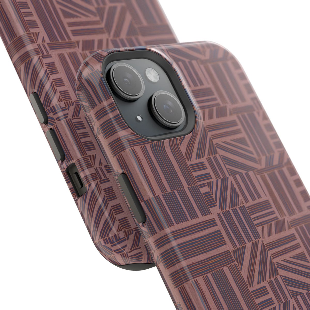 Impact Resistant Iphone 17 Pro Max Case - MagSafe Dual-Layer Geometric Brown Design