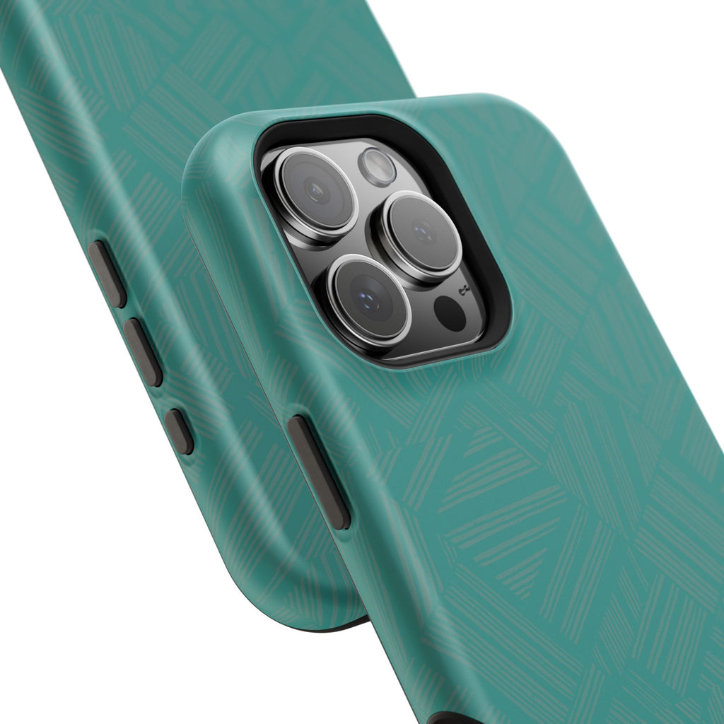 Magnetic iPhone 17 Pro Case – Teal Geometric MagSafe® Impact-Resistant Cover