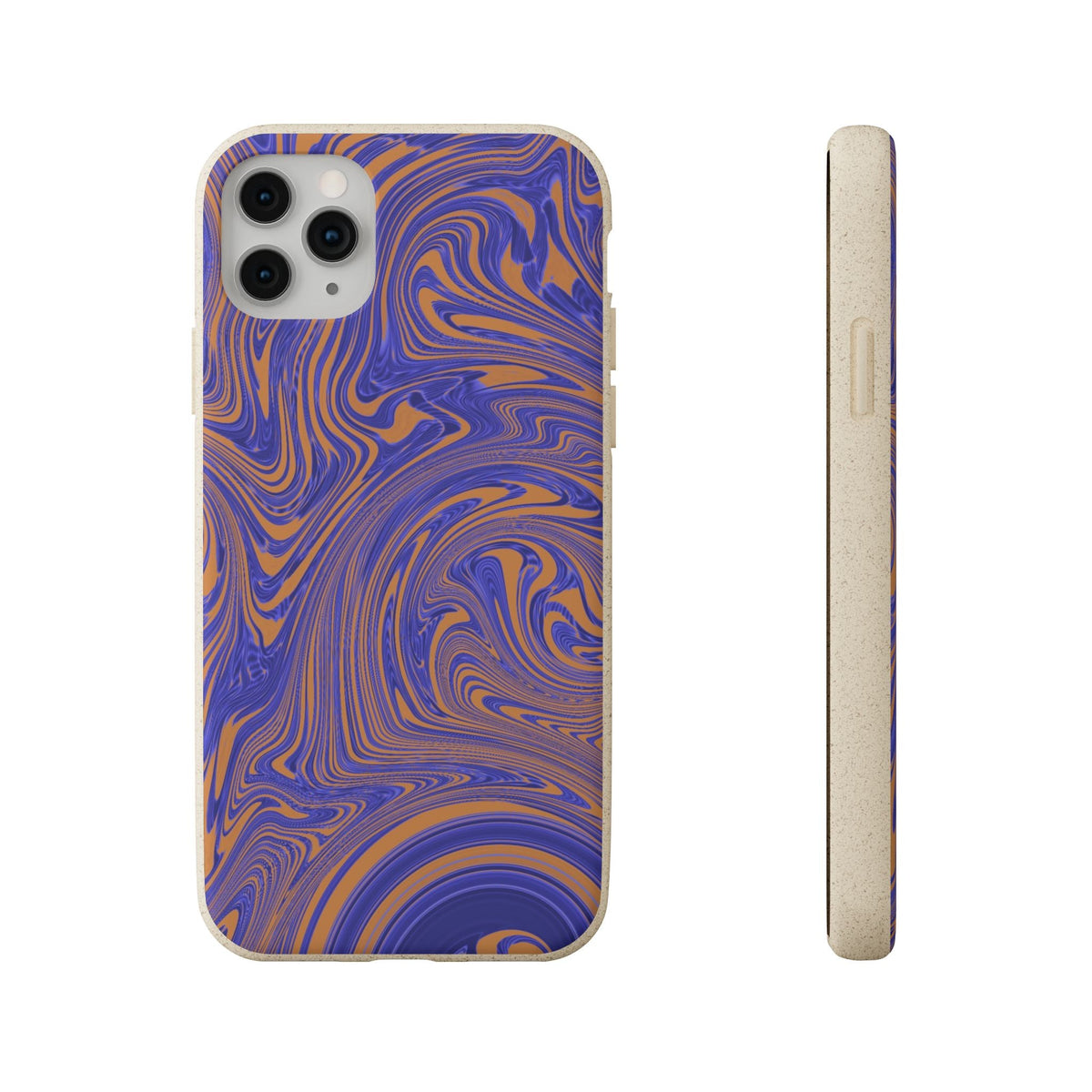 Biodegradable Marble Swirl Phone Case — Purple & Orange Eco-Friendly Protective Cover, back panel product image; protective biodegradable case _CASETiFY5 alternative.