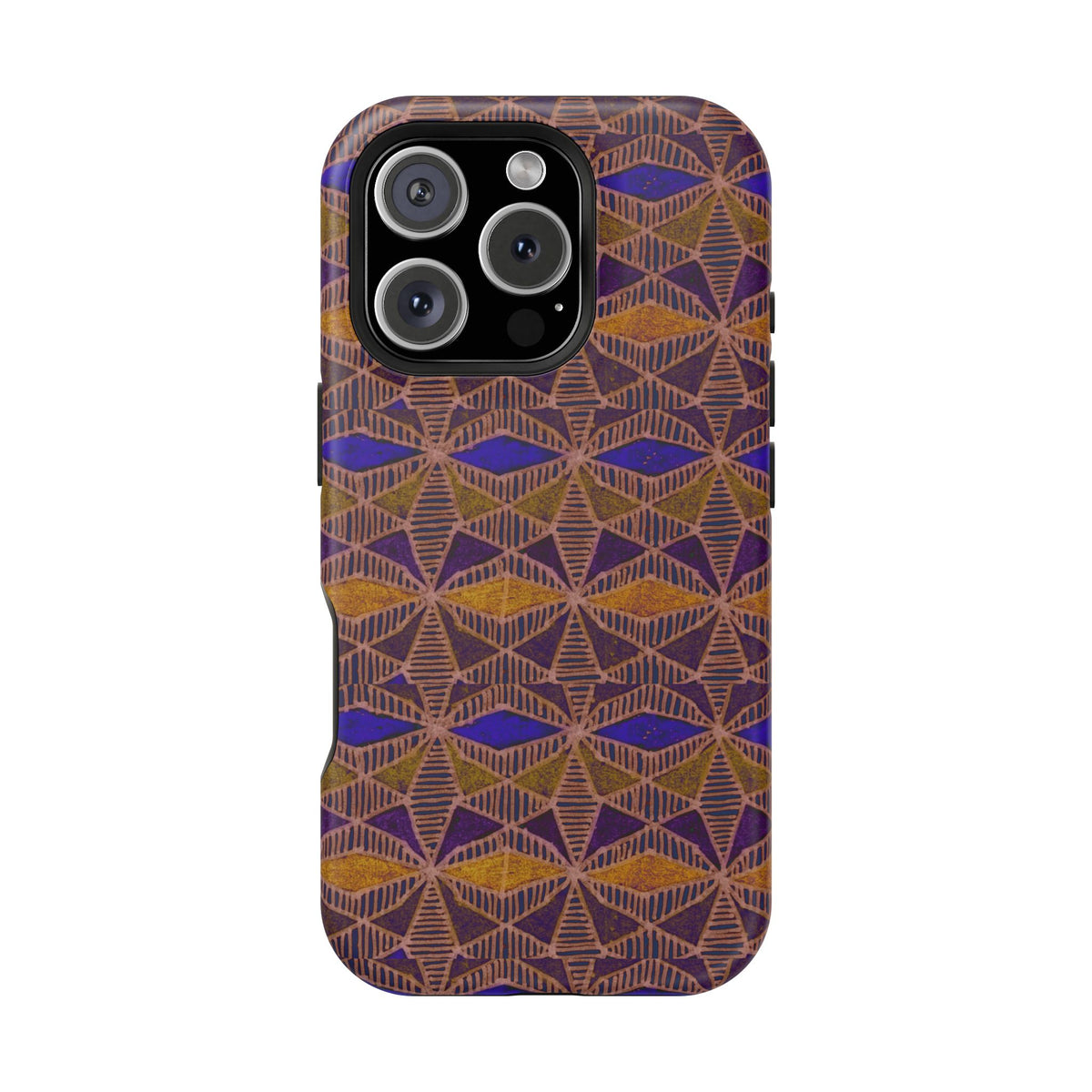Phone Case — Geometric Tribal Pattern Magnetic Impact-Resistant Case, Fractyl impact resistant iphone 16 pro case featuring clean camera openings and accessible controls.