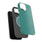 Magnetic Impact-Resistant Phone Case — Teal Geometric Protective Cover, magnetic iphone 18 pro case bottom port openings