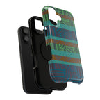 Geometric Green Wireless Charging iPhone 16 Pro Max Case - Impact-Resistant Dual-Layer
