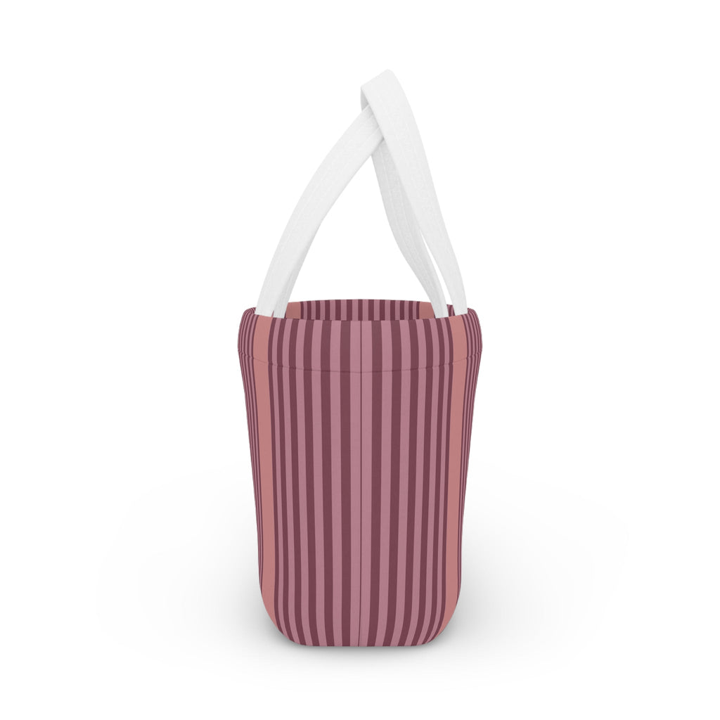 Striped Pink Lunch Bag – Insulated Tote for Work & School