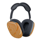 Orange Marble Earcup Covers for AirPods Max – Stylish Snap-On Shell Case with Retro Design, shown installed on AirPods Max headphones; airpods max 2 earcup covers with orange and cream swirl pattern