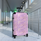 Pink Pastel Pattern Suitcase — Floral Grid Carry-On Luggage