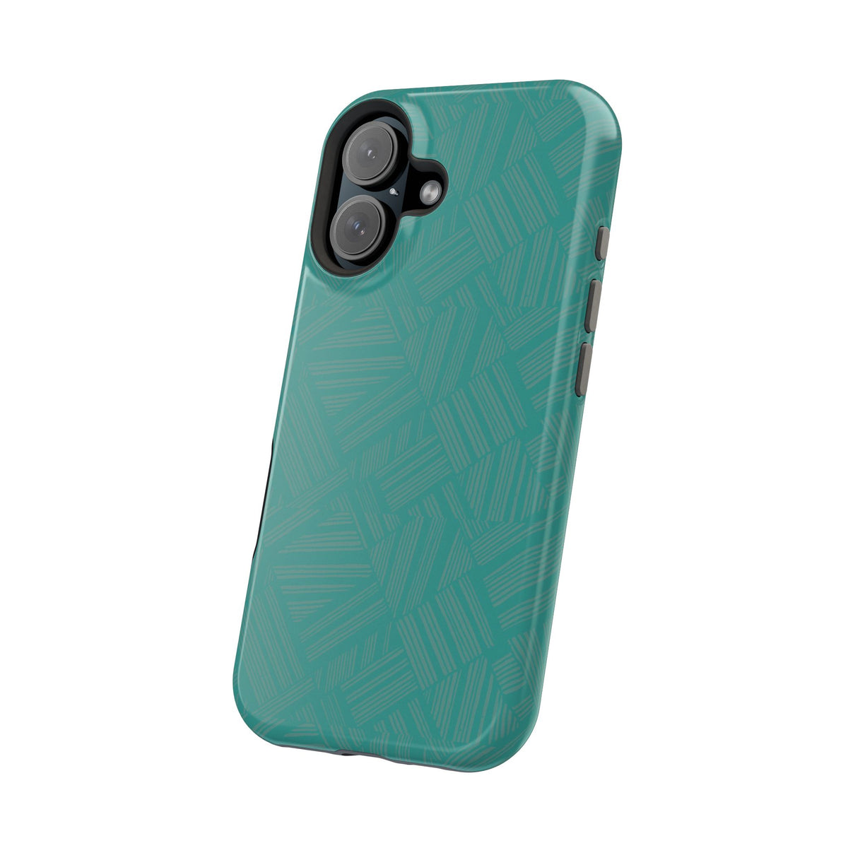 Magnetic Impact-Resistant Phone Case — Teal Geometric Protective Cover, magnetic iphone 18 pro case exploded view with MagSafe compatibility