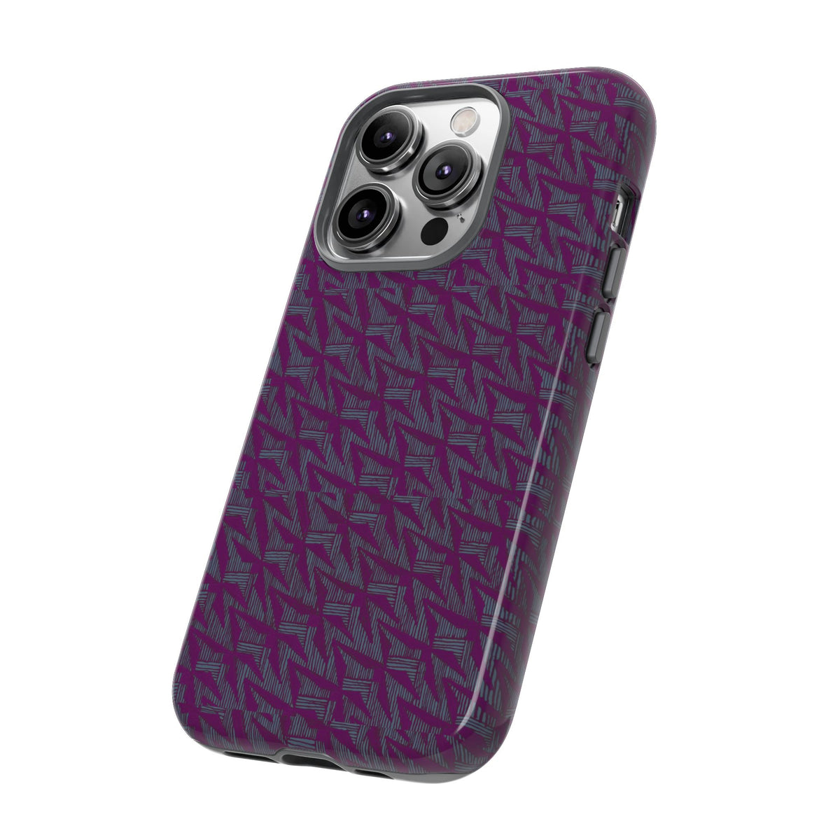 Shockproof Iphone 17 Pro Cover, Purple Geometric Dual-Layer TPU Case, UV-Protected