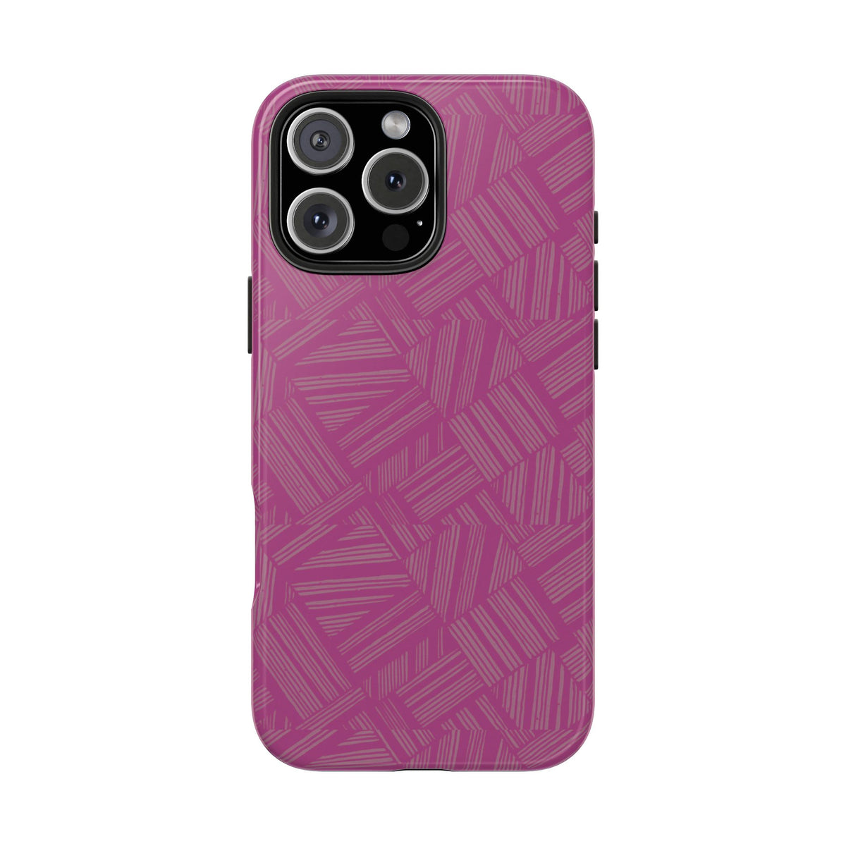 Magenta Geo Pattern Tough Phone Case — Protective Floral-Style Abstract Design, wireless charging iphone 18 pro case featuring a slim protective profile.