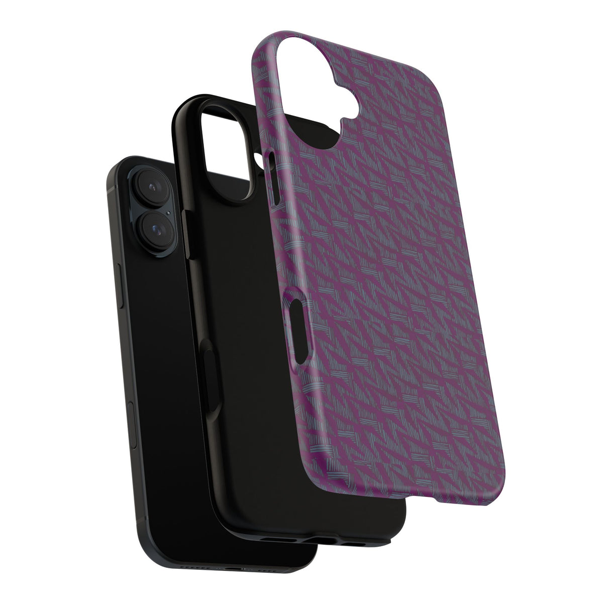 Shockproof Iphone 17 Pro Cover, Purple Geometric Dual-Layer TPU Case, UV-Protected