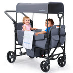 Momfann 2-Seater All-Terrain Stroller Wagon for Kids in gray with two children seated safely, momfann 2 seater folding stroller wagon, Momfann, Shopify Collective.