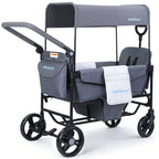 Momfann 2-Seater All-Terrain Stroller Wagon for Kids in gray with canopy and storage bag, momfann 2 seater folding stroller wagon, Momfann, Shopify Collective.