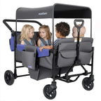 Momfann 2-Seater All-Terrain Stroller Wagon for Kids four-seat configuration with canopy and rear storage, momfann 2 seater folding stroller wagon, Momfann, Shopify Collective.