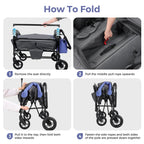 Momfann 2-Seater All-Terrain Stroller Wagon for Kids illustrated folding instructions, showing how to fold the momfann 2 seater folding stroller wagon, Momfann, Shopify Collective.