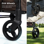 Momfann 2-Seater All-Terrain Stroller Wagon for Kids with brown shock-absorbing EVA wheels, momfann 2 seater folding stroller wagon, Momfann, Shopify Collective.