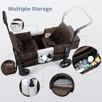 Momfann 2-Seater All-Terrain Stroller Wagon for Kids with brown multiple storage compartments, momfann 2 seater folding stroller wagon organization, Momfann, Shopify Collective.