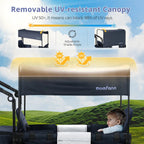 Momfann 2-Seater All-Terrain Stroller Wagon for Kids with removable UV-resistant canopy and adjustable shade, momfann 2 seater folding stroller wagon, Momfann, Shopify Collective.