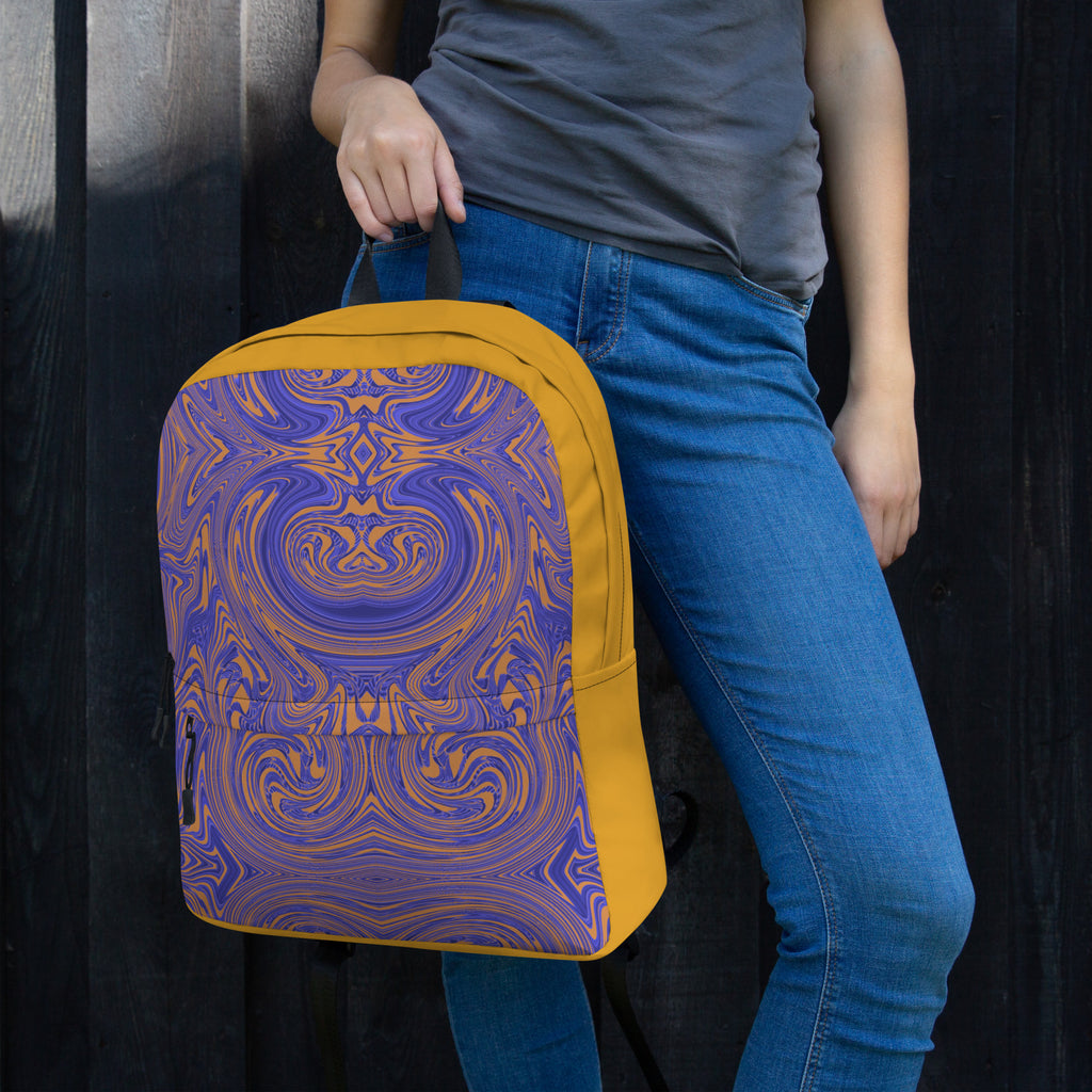Close-up of a decorative backpack held by a model, emphasizing style and functionality for go back to school.