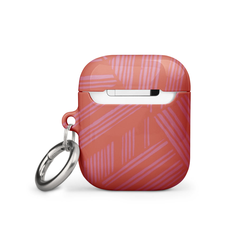 Rear view of the Case for AirPods® with visible charging access and attached metal carabiner; convenient airpods gen 2 case with carabiner.