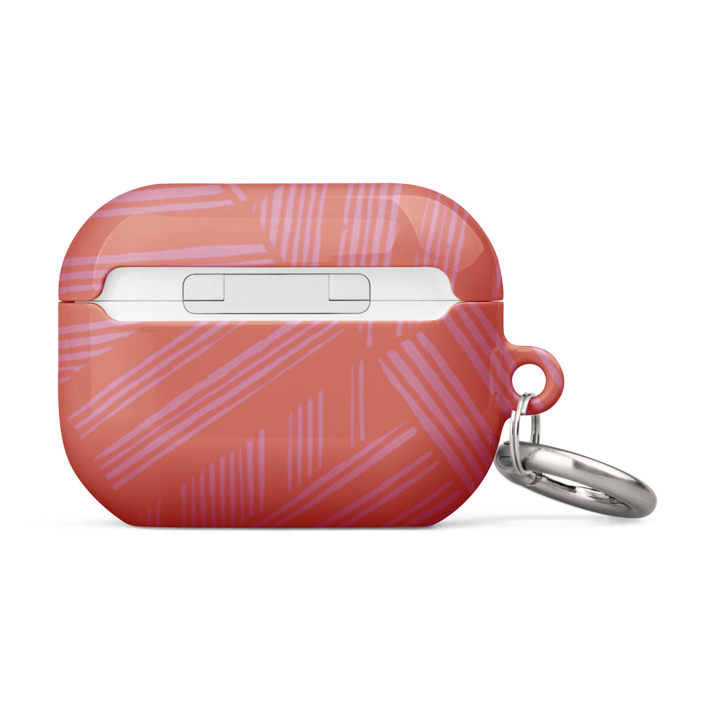 Front view of the Case for AirPods® showing charging access beneath the cover and an attached metal carabiner; convenient airpods gen 2 case with carabiner.