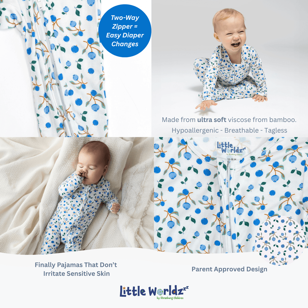 Blueberry Bamboo Baby Pajamas – Zipper Footie