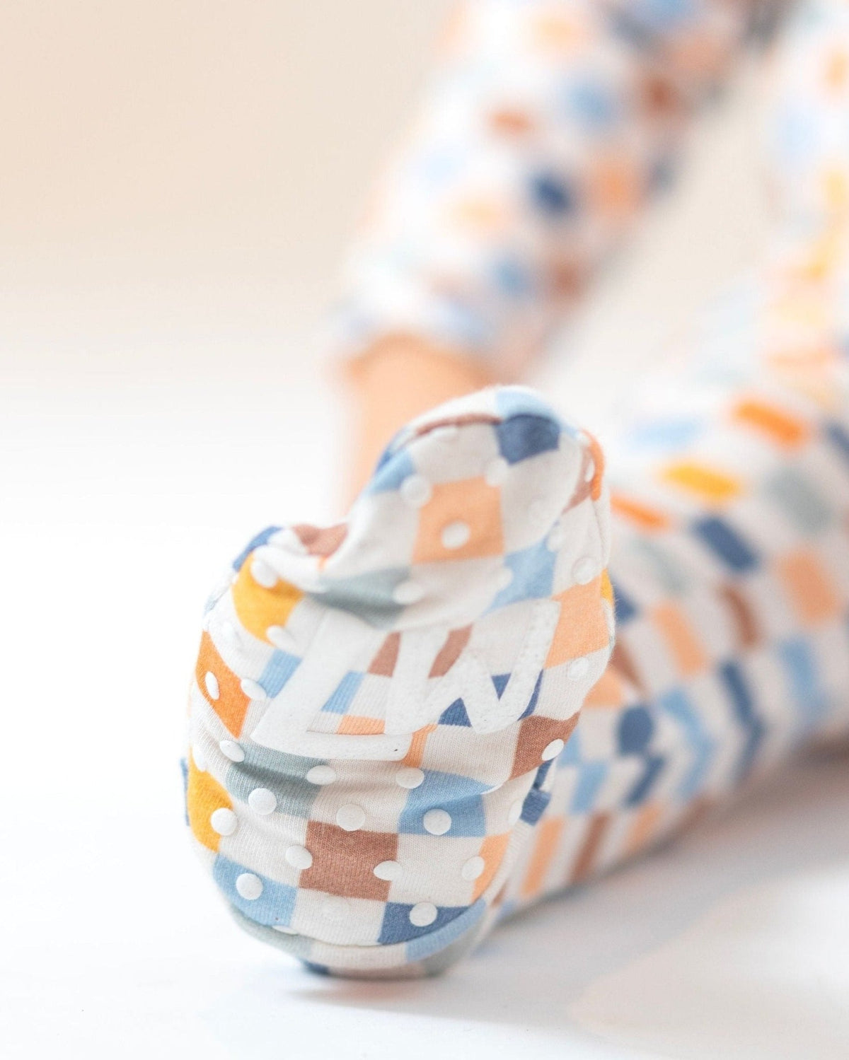 Multi Checkered Bamboo Baby Pajamas – Zipper Footie