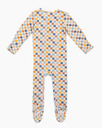 Multi Checkered Bamboo Baby Pajamas – Zipper Footie