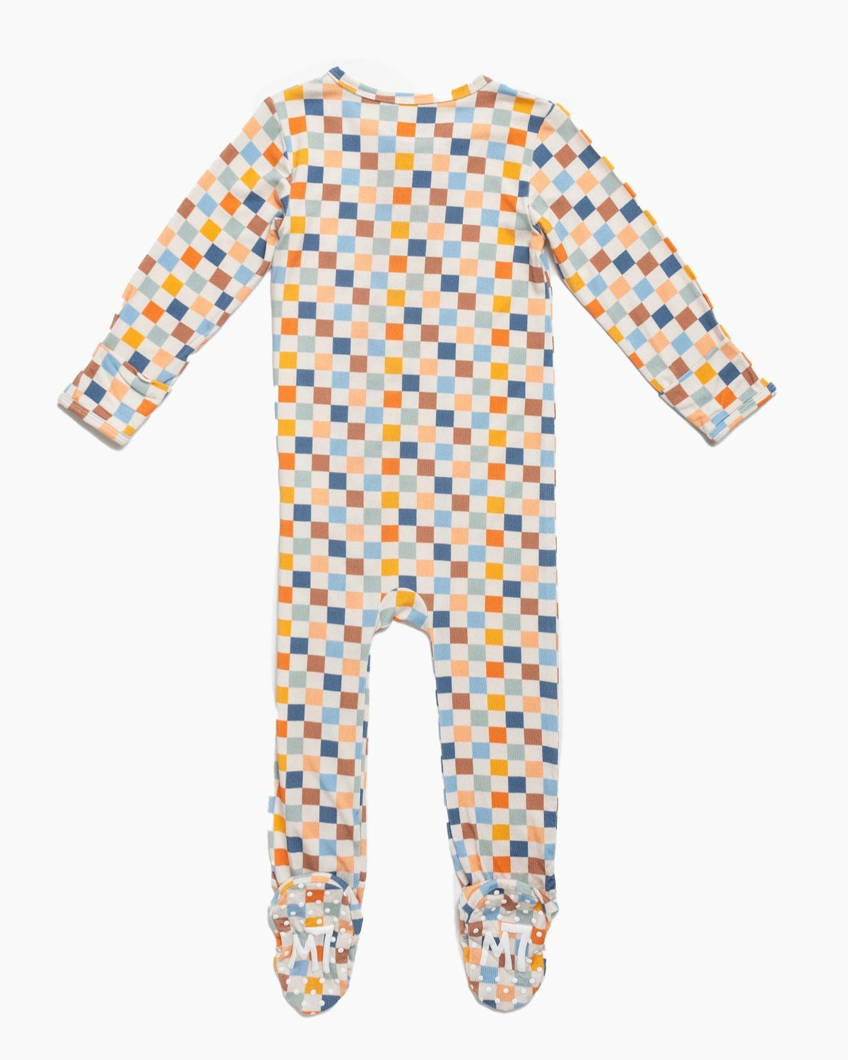 Multi Checkered Bamboo Baby Pajamas – Zipper Footie