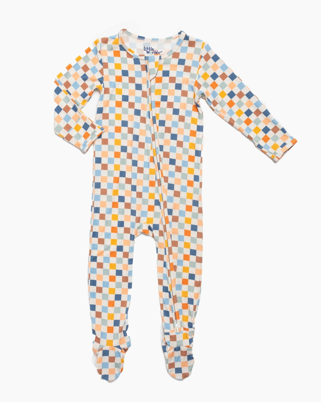 Multi Checkered Bamboo Baby Pajamas – Zipper Footie