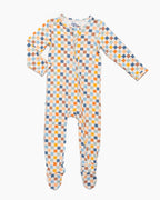 Multi Checkered Bamboo Baby Pajamas – Zipper Footie