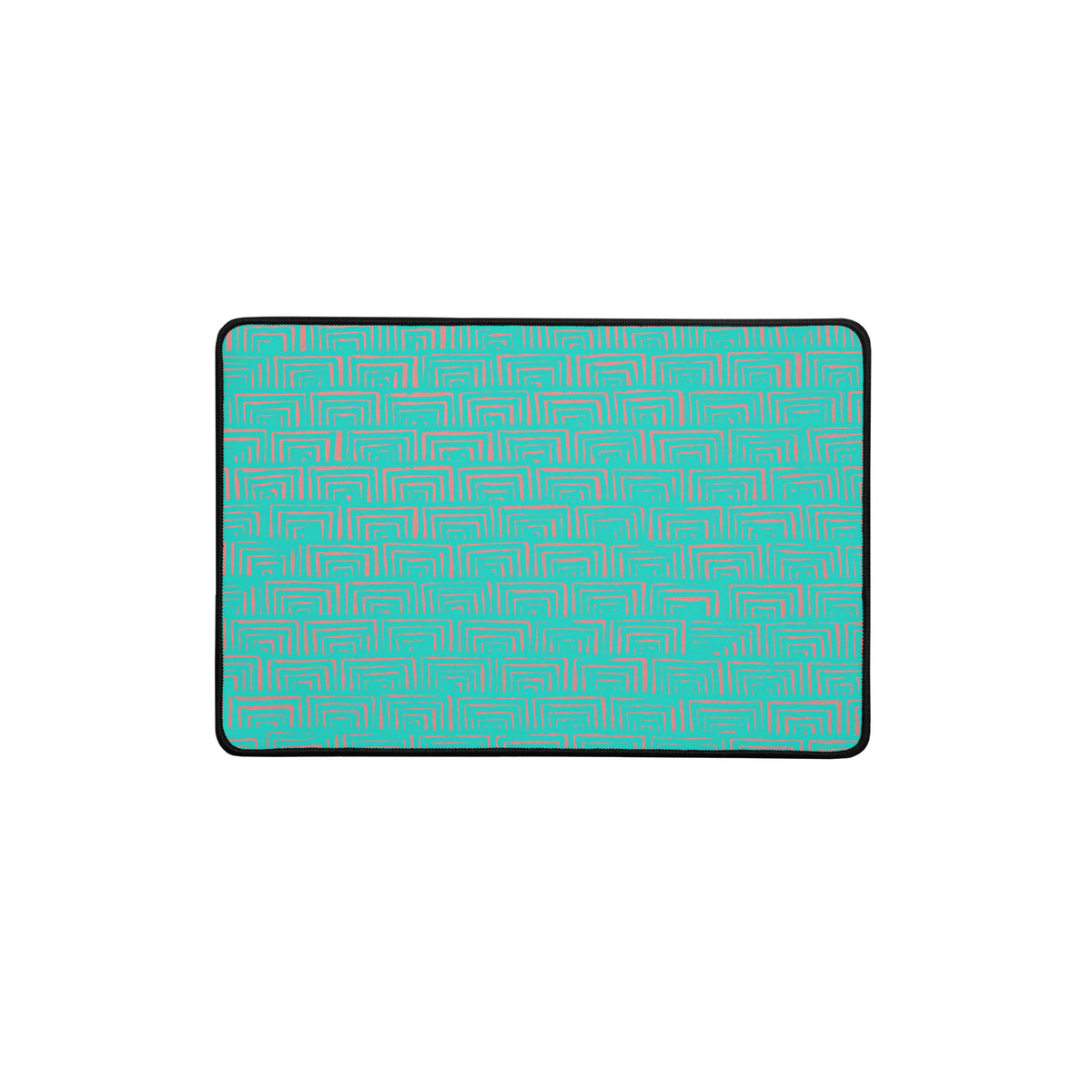 Stylish desk mat for gaming in turquoise with a geometric design and anti-slip rubber base, perfect for enhancing any workspace.