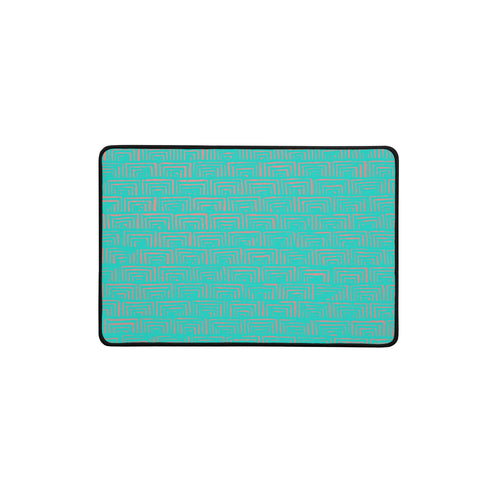 Stylish desk mat for gaming in turquoise with a geometric design and anti-slip rubber base, perfect for enhancing any workspace.