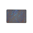 Elegant desk mat for work showcasing a modern geometric design in blue and brown, perfect for gaming setups, with a durable anti-slip base.