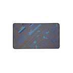 Chic desk mat for work exhibiting a vibrant geometric pattern in shades of blue and brown, ideal for enhancing your gaming or workspace.
