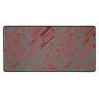 Anti-Slip Desk Mat - Smooth 100% Polyester with Durable Hemmed Edges and Natural Rubber Base, wide geometric red and gray gaming desk mat