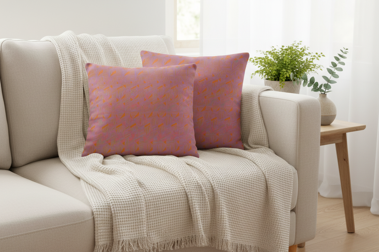 FRACTYL53 Sofa with Throw and Greens